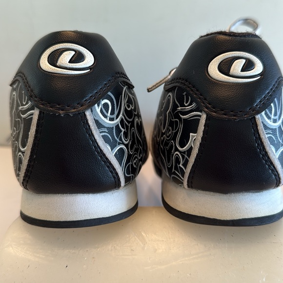 Dexter black and white Joan bowling sneakers heart patten slide rite sole 6 1/2 - Picture 7 of 14
